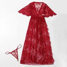 Maroon Lace Long Nighty Robe for Women – Bridal & Lounge Wear